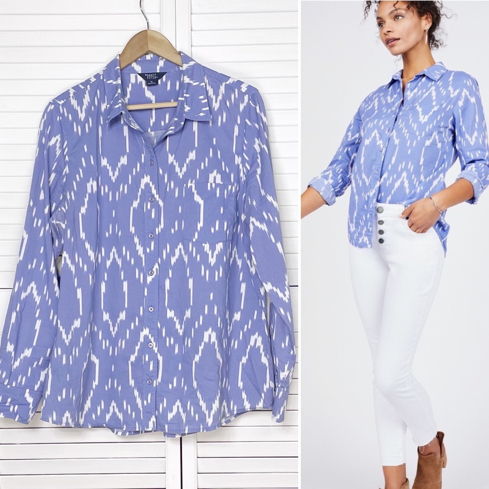 Hayes ikat print button down shirt